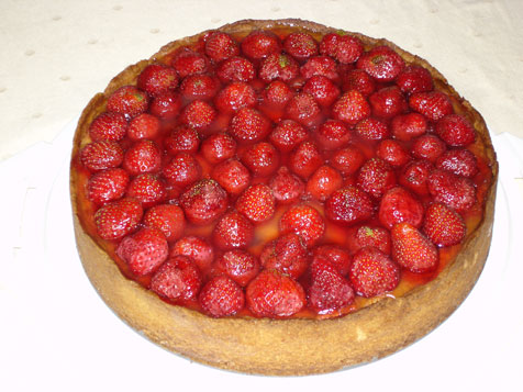 Der fertige Erdbeer-Quarkkuchen